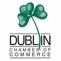 The image shows the logo of the Dublin Chamber of Commerce, featuring a four-leaf clover above the organization's name.